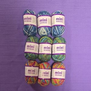 Mini Knitting Yarn Set - Blue, Green, Multicolor
